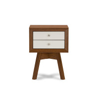 Baxton Studio ST-005-AT Walnut/White Warwick White Modern Accent Table and Nightstand